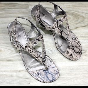 Nichole wedge snake skin print sandal